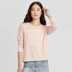 Women's Pink Empower Long Sleeve Graphic T-Shirt M